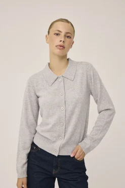 Dame Magasin du Nord Collection Mabel 15 Langærmede polo strikcardigan - 100% Cashmere