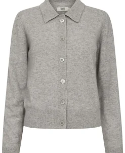 Dame Magasin du Nord Collection Mabel 15 Langærmede polo strikcardigan - 100% Cashmere