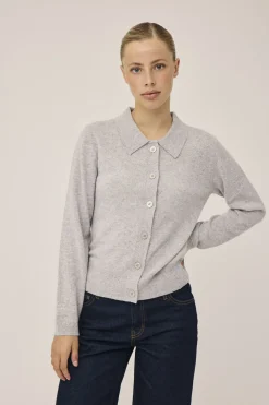 Dame Magasin du Nord Collection Mabel 15 Langærmede polo strikcardigan - 100% Cashmere