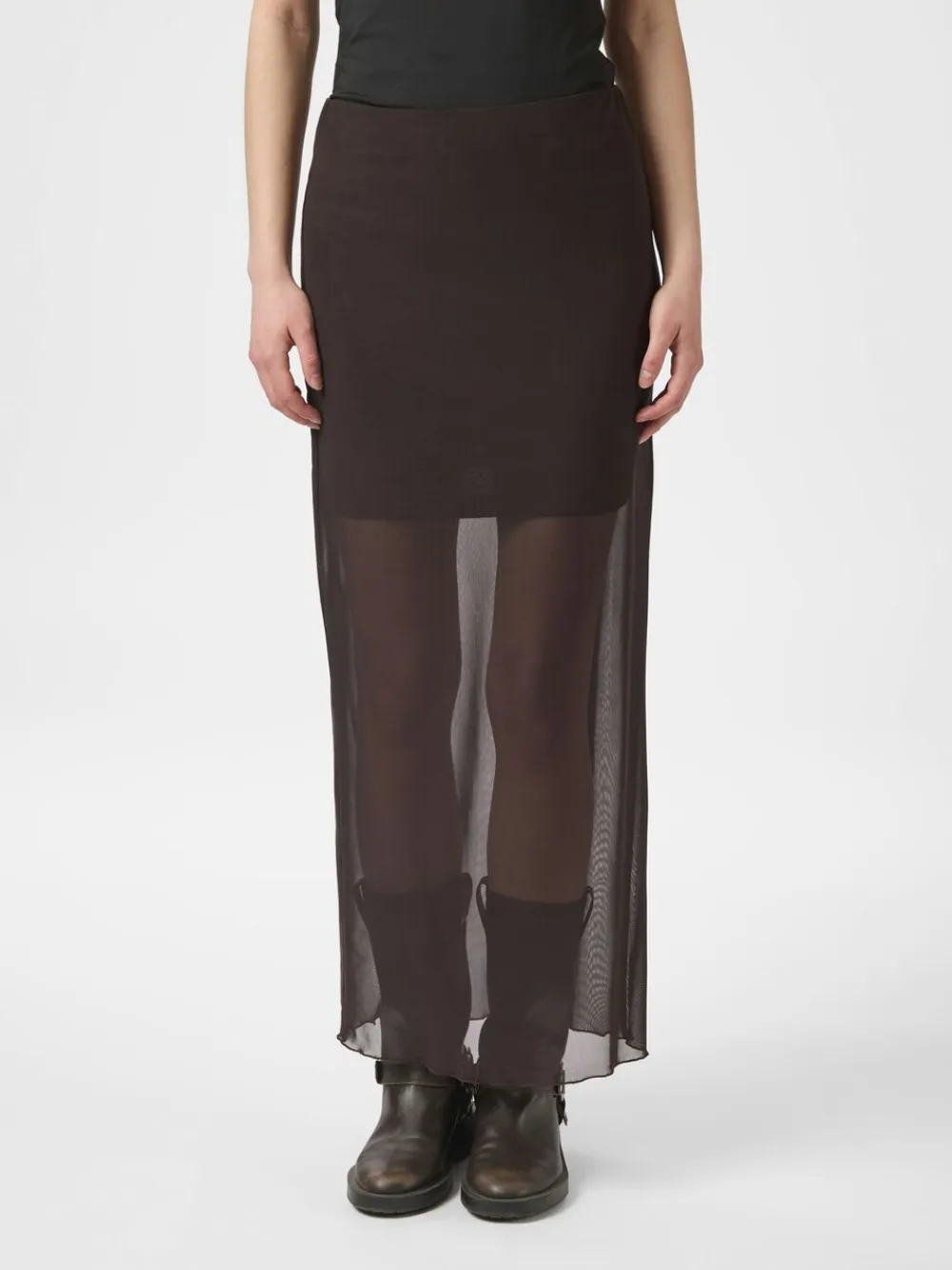 Neo Noir Marlise Mesh Skirt Dark brown New