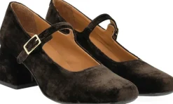 ANGULUS Mary Jane i blød velour med skulptu 3466 brown