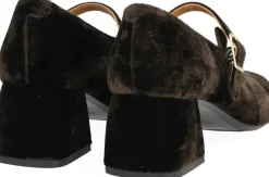 ANGULUS Mary Jane i blød velour med skulptu 3466 brown