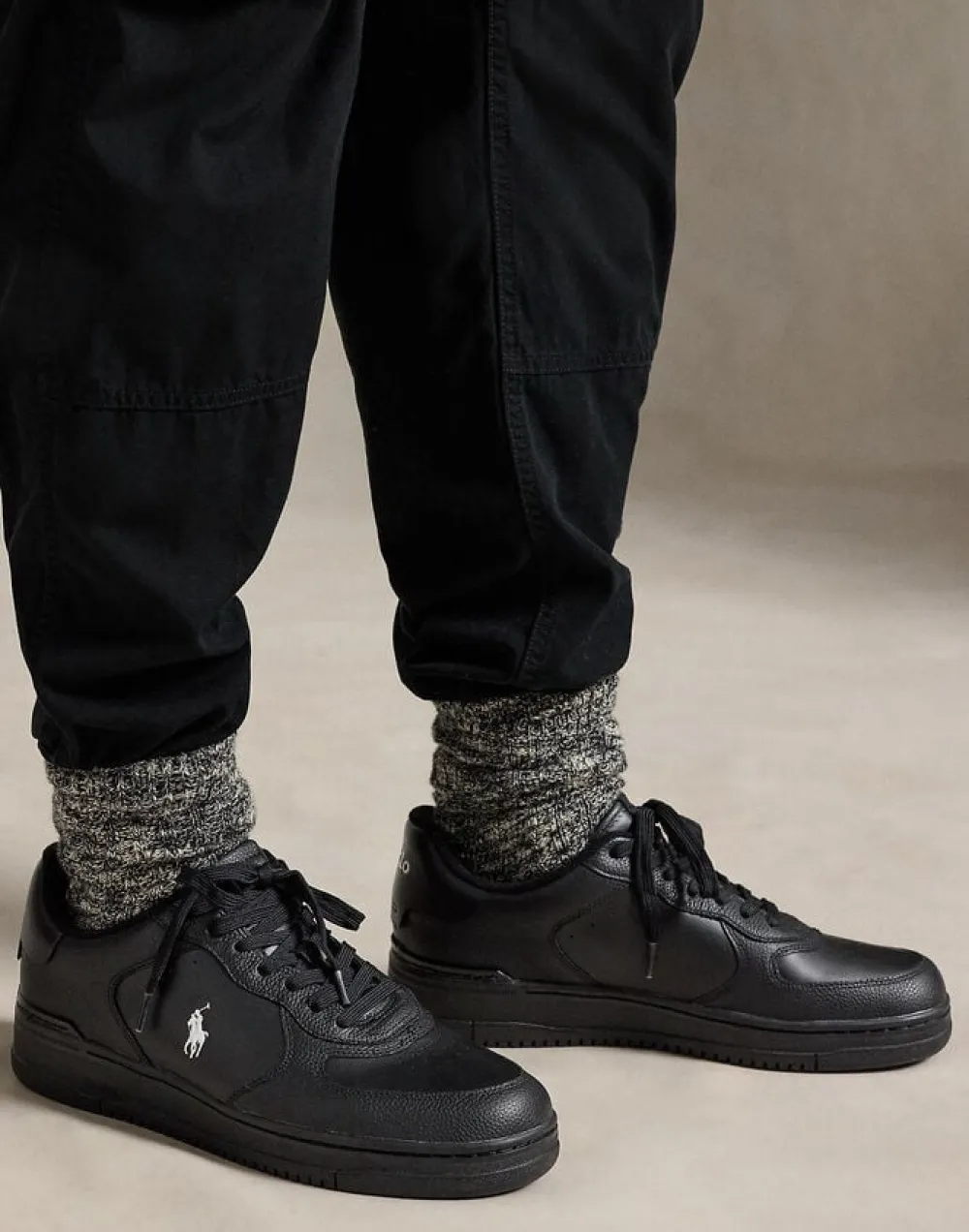 Polo Ralph Lauren Masters Court Leather Sneaker Black/black/white pp