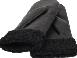 Lovelies MATERA - FEMININE LEATHER MITTENS W/ CURLY SHEARLING Black Outlet