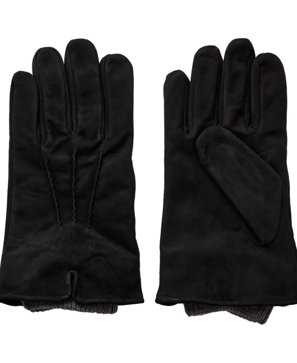 Magasin du Nord Collection Matheo 2 LWG Sheep suede & wool mix gloves Black New