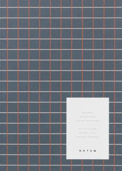 Notem Medium notesbog, blå med tern Clearance