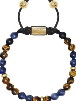 Men's Beaded Bracelet with Dumortierite, Brown Tiger Eye and>Nialaya Sale
