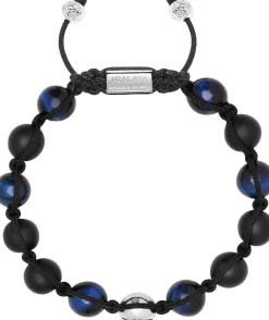 Men's Beaded Bracelet with Tiger Eye and Black Onyx><noscript><img width=