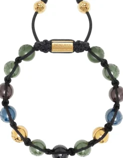 Men's Beaded Bracelet with colored Ceramic & Gold Balls><noscript><img width=