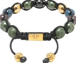 Men's Beaded Bracelet with colored Ceramic & Gold Balls><noscript><img width=