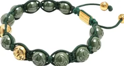 Men's Beaded Bracelet with Matte Green, Glossy Green Ceramic & Silver>Nialaya Online