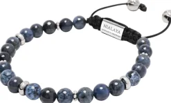 Men's Beaded Bracelet With Dumortierite And Silver><noscript><img width=