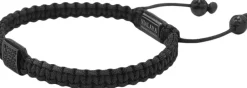 Nialaya Men's String Bracelet with CZ Flatbead