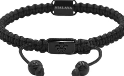Nialaya Men's String Bracelet with CZ Flatbead