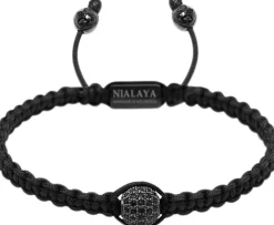 Men's String Bracelet with CZ Bead>Nialaya New
