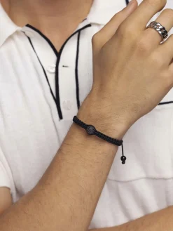 Men's String Bracelet with CZ Bead>Nialaya New