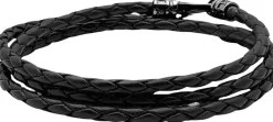 Men's Black Wrap Around Leather Bracelet><noscript><img width=
