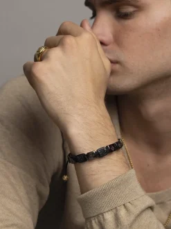 Men's Ceramic Flatbead Bracelet in Red and Black>Nialaya Sale