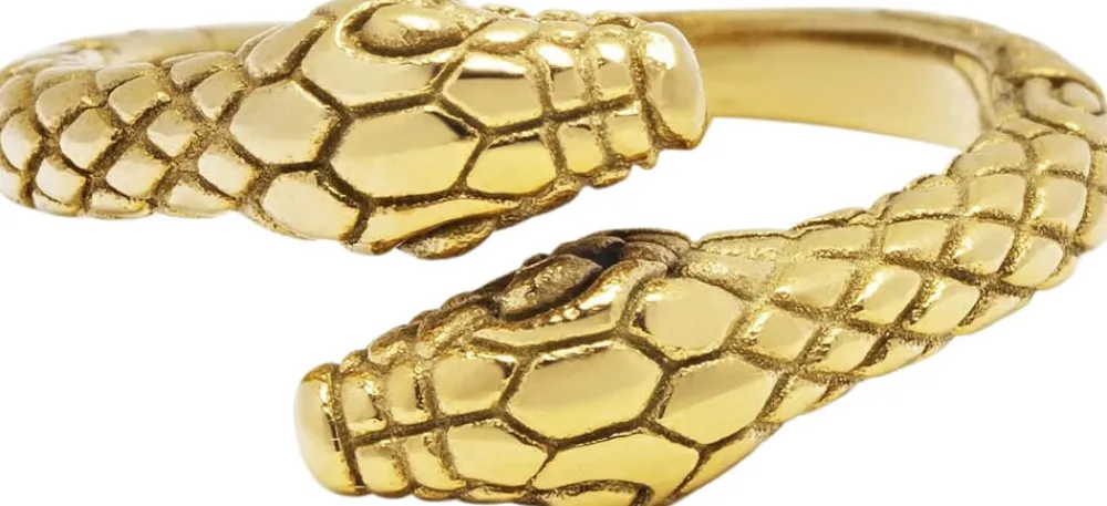 Nialaya Men's Plated Vintage Snake Ring