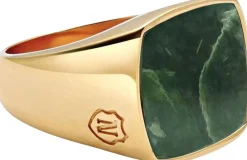 Nialaya Men's Gold Signet Ring with African Turquoise