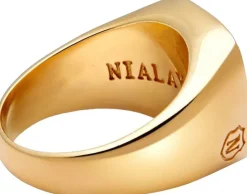 Nialaya Men's Signet Ring with Onyx Gold New