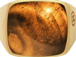 Men's Signet Ring with Brown Tiger Eye><noscript><img width=
