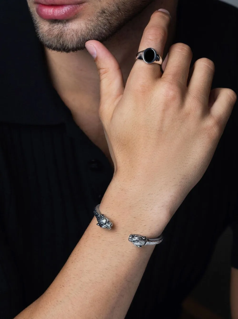 Men's Panther Bangle in>Nialaya Sale