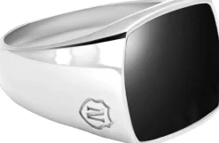 Nialaya Men's Signet Ring with Onyx Silver Sale