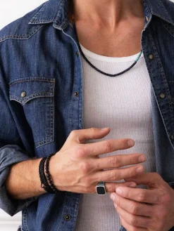 Nialaya Men's Signet Ring with Onyx Silver Sale