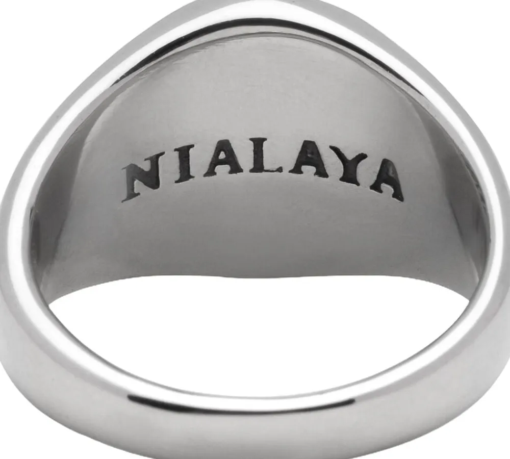 Nialaya Men's Stainless Steel Crest Ring