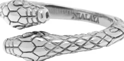 Nialaya Men's Stainless Steel Vintage Snake Ring Silver Hot