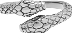 Nialaya Men's Stainless Steel Vintage Snake Ring Silver Hot