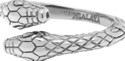 Nialaya Men's Stainless Steel Vintage Snake Ring Silver Hot
