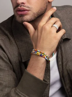 Nialaya Men's Wrap Bracelet with Assorted Vintage Trifocal Beads and Multi Discount