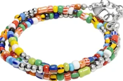 Nialaya Men's Wrap Bracelet with Assorted Vintage Trifocal Beads and Multi Discount