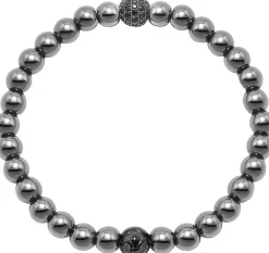 Men's Wristband with Hematite and CZ Diamond>Nialaya Best