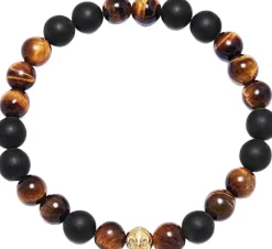 Men's Wristband with Matte Onyx and Brown Tiger Eye>Nialaya Best