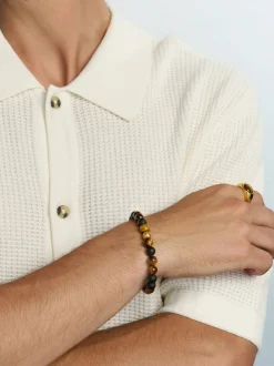 Men's Wristband with Matte Onyx and Brown Tiger Eye>Nialaya Best