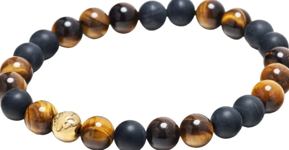 Men's Wristband with Matte Onyx and Brown Tiger Eye>Nialaya Best