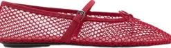 MANGO Mesh ballet flats with strap and bu Red Best