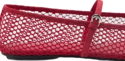 MANGO Mesh ballet flats with strap and bu Red Best