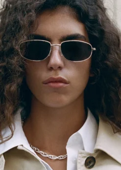 MANGO Metallic frame sunglasses Gold Discount