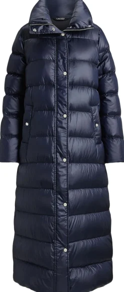 Lauren Ralph Lauren Metallic Funnelneck Down Maxicoat Dk navy Hot