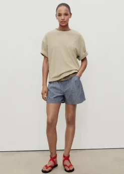 Dame MANGO Mid-rise striped denim shorts