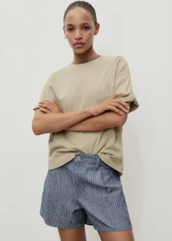 Dame MANGO Mid-rise striped denim shorts