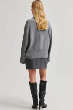 Second Female Milea Mini Skirt Dark grey melange Sale