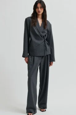 Second Female Milea Wrap Shirt Dark grey melange Sale