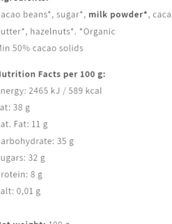 Friis-Holm Milk Hazelnut 50 %, Nicaragua, Organic Online