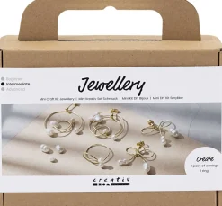 Mini DIY Kit Smykker, Øreringe med wire, forgyldt>Creativ Company Clearance