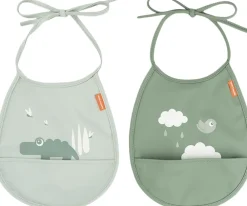 Børn Done by Deer Mini hagesmæk m/lomme 2 stk. Croco Grøn